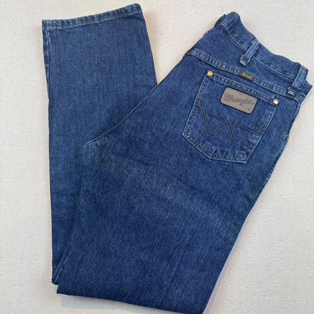 Vintage Wrangler 38x32 Jeans Mens Dark Blue Straight Leg 1013MGSDS Western Denim